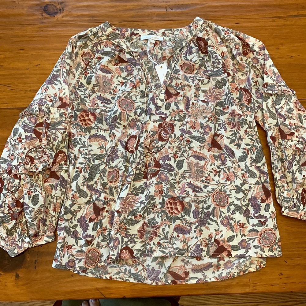 NWT Anthropologie Botanical print poet blouse